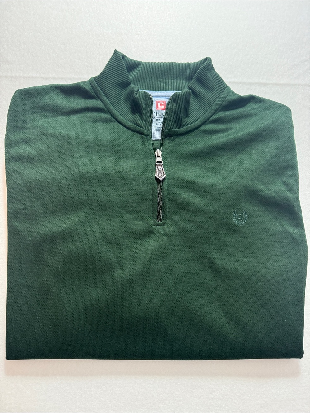 Chaps Men’s Pine Green Quarter Zip Pullover Sweater Big &Tall Size LT